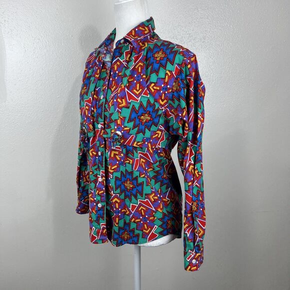 Vintage Frontier Series Button Down Shirt Women Medium Western Graphic Casual - Picture 2 of 13